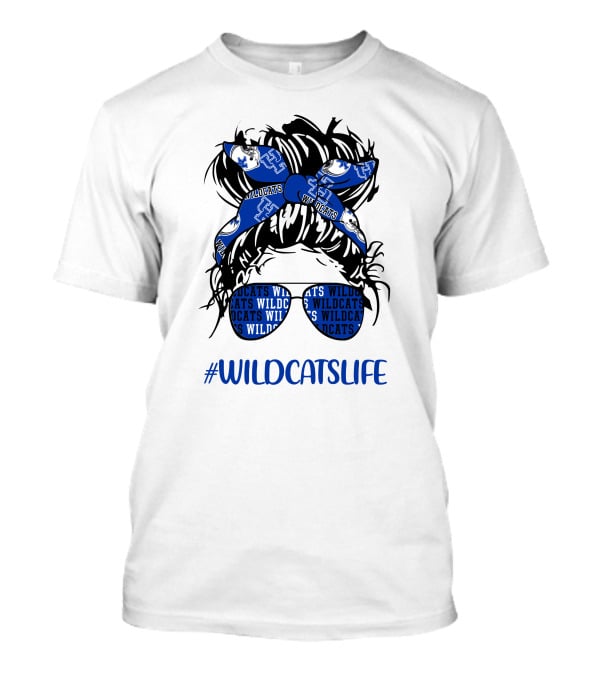 WILDCATSLIFE Kentucky Wildcats Messy Bun Headband Glasses Girl T-Shirt