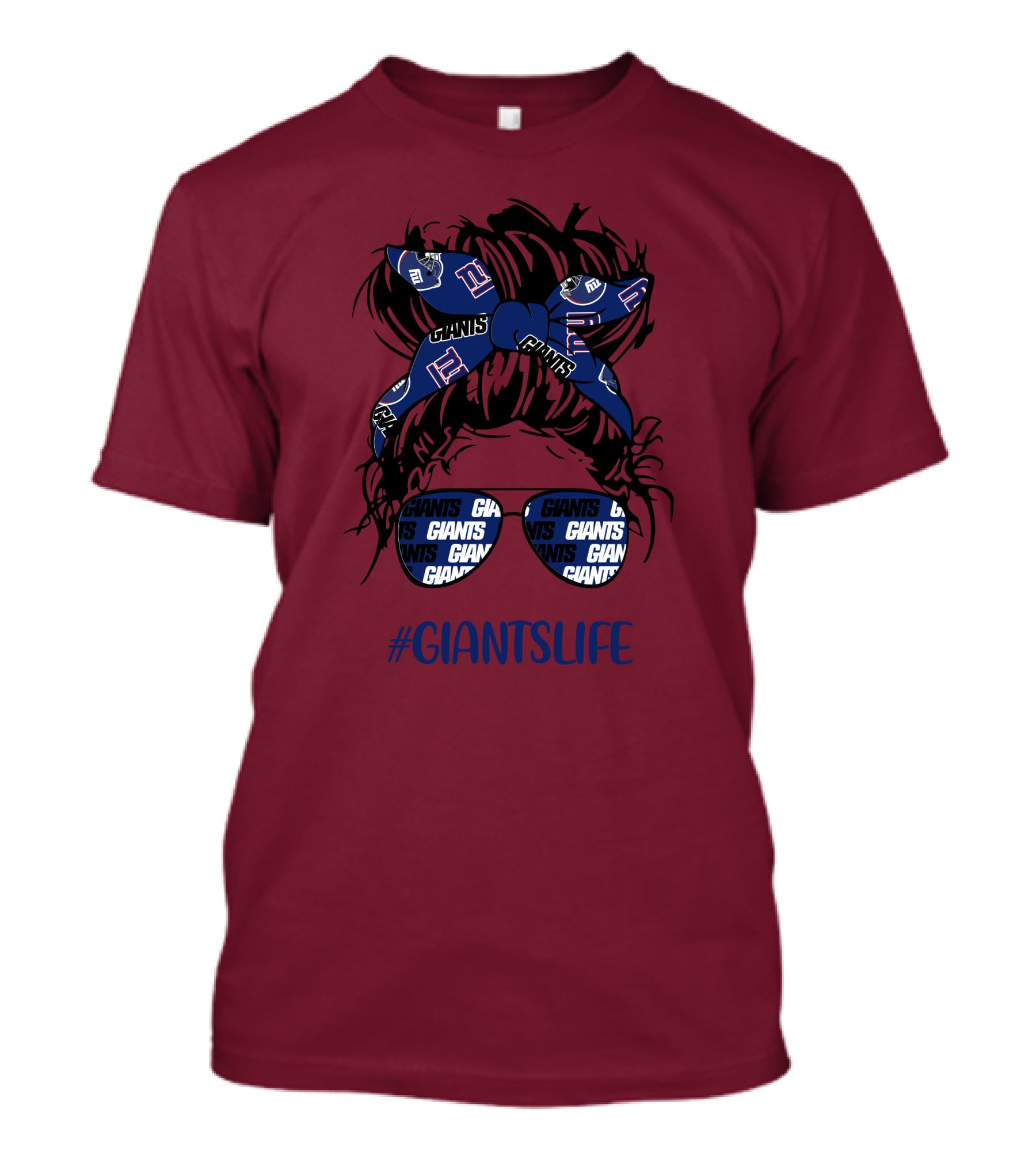 GIANTSLIFE Messy Bun Girl With New York Headband And Glasses T-Shirt