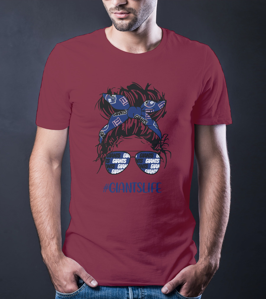 GIANTSLIFE Messy Bun Girl With New York Headband And Glasses T-Shirt