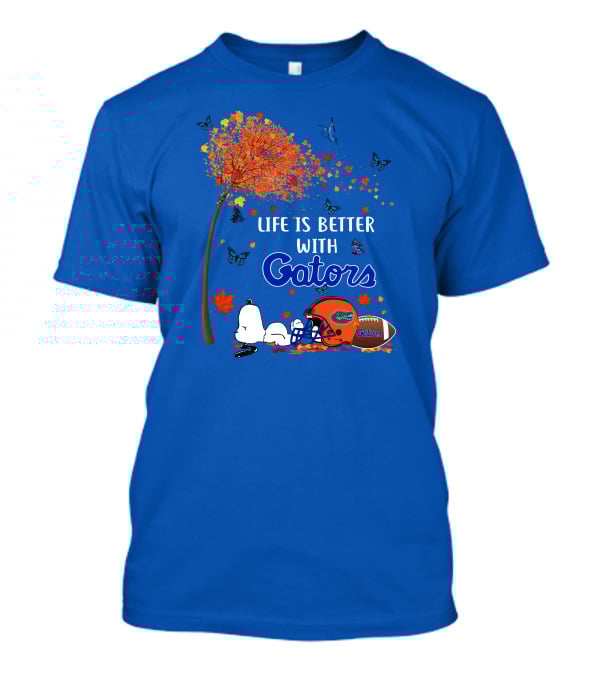 Life Is Better With Florida Gators Snoopy Helmet Football Tree Butterflies T-Shirt