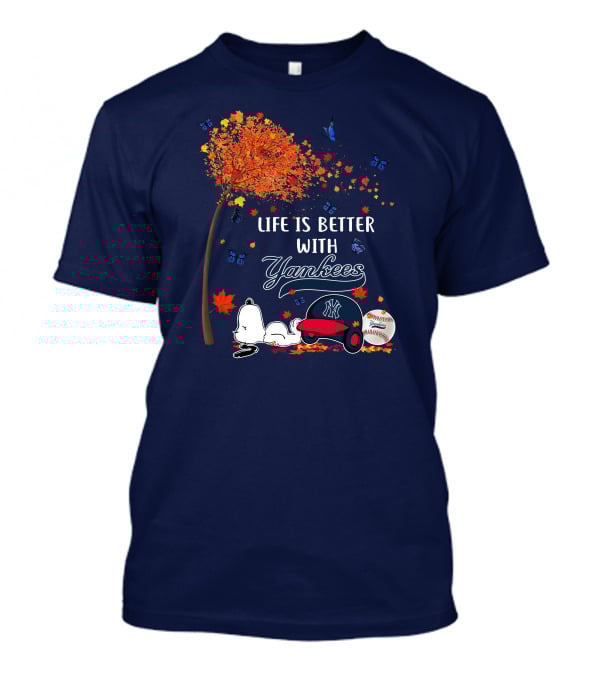 Life Is Better With Yankees Autumn Vibes Snoopy Baseball T-Shirt
