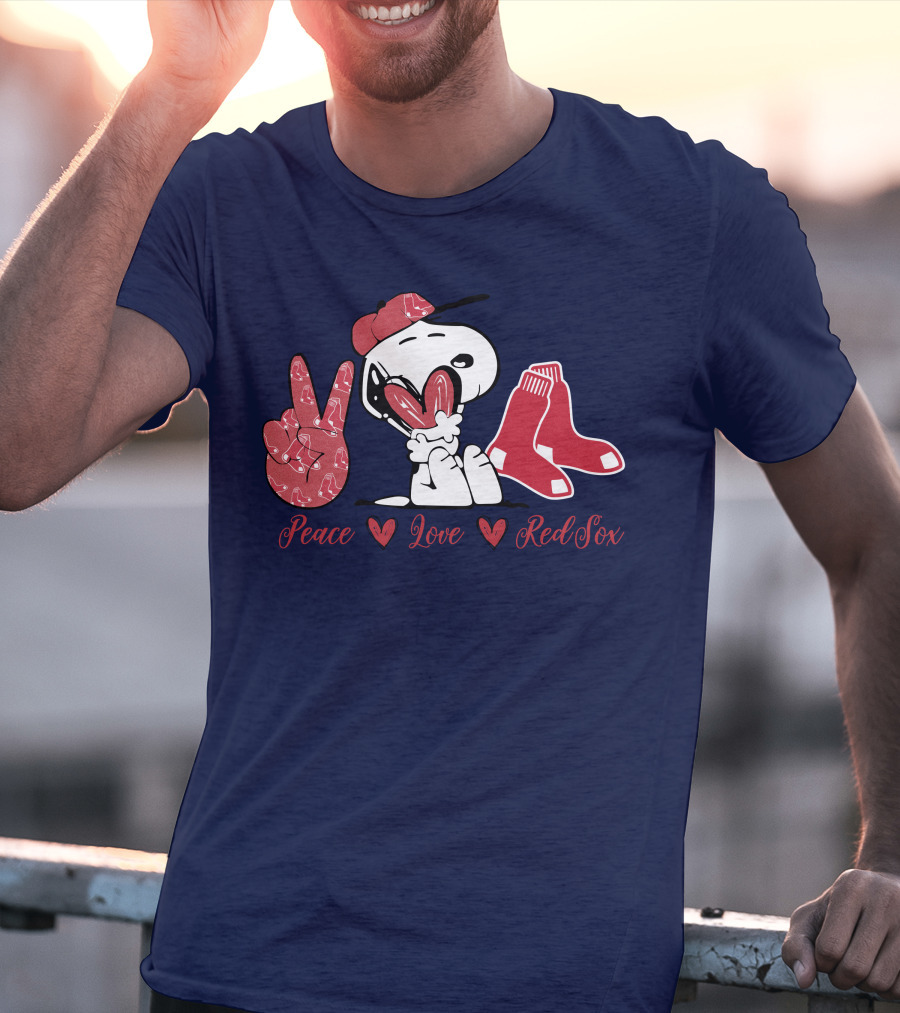 Peace Love Snoopy Red Sox T-Shirt