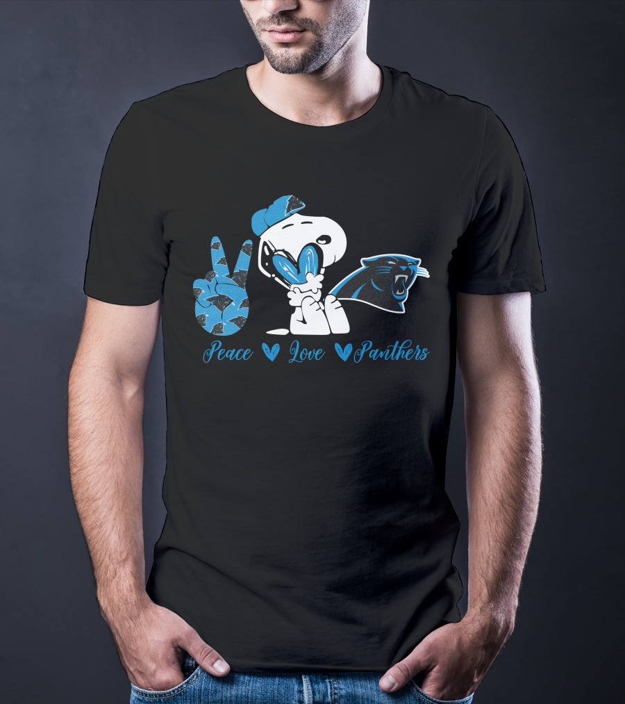 Peace Love Panthers Snoopy Carolina Panthers T-Shirt