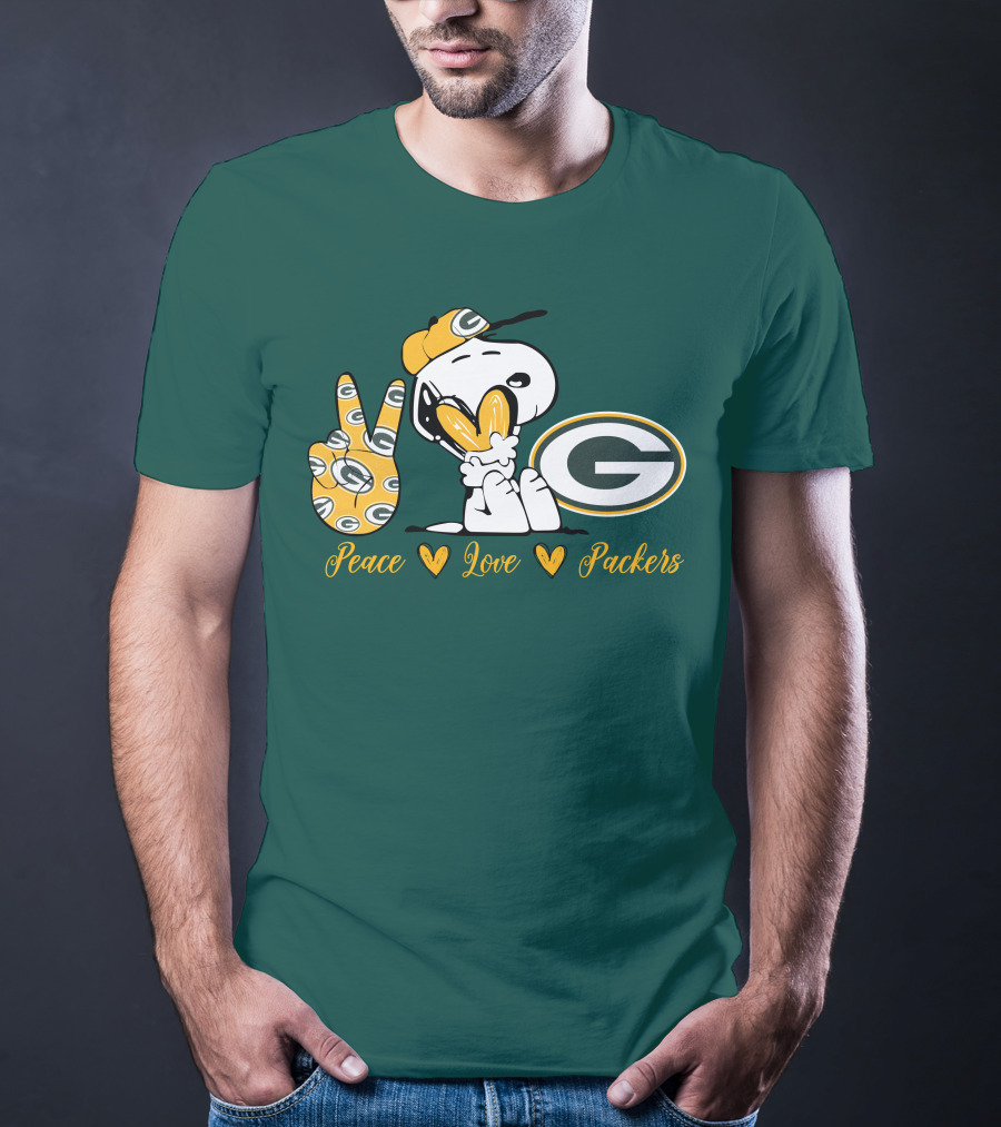 Peace Love Packers Snoopy Green Bay Packers T-Shirt