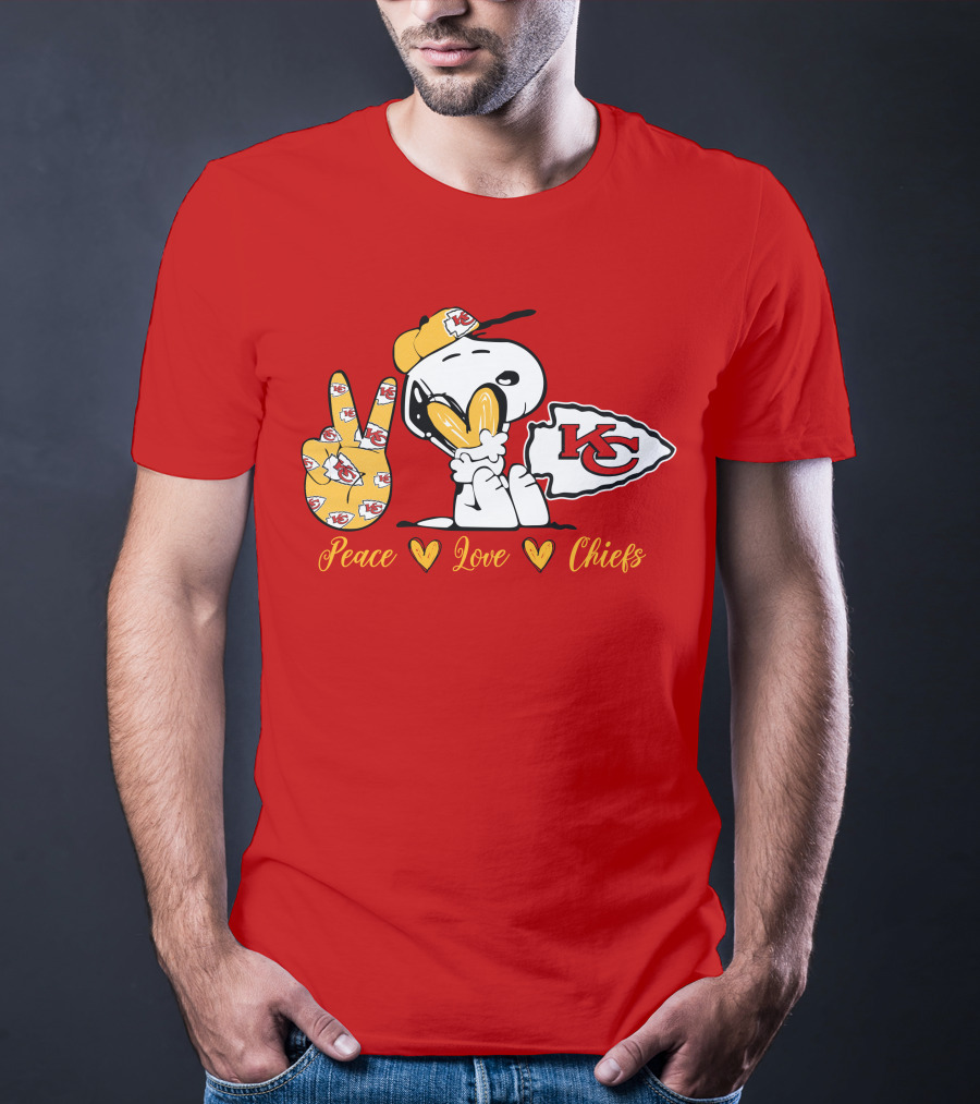 Peace Love Kansas City Chiefs Snoopy Nfl Emojis T-Shirt