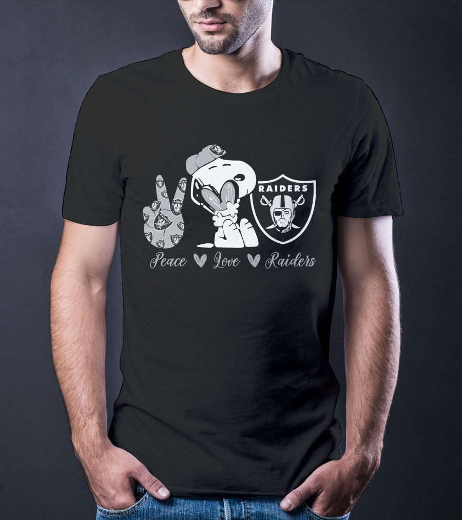 Peace Love Raiders Snoopy Football T-Shirt