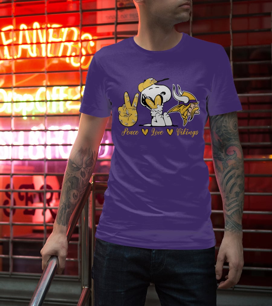 Peace Love Vikings Snoopy Minnesota T-Shirt