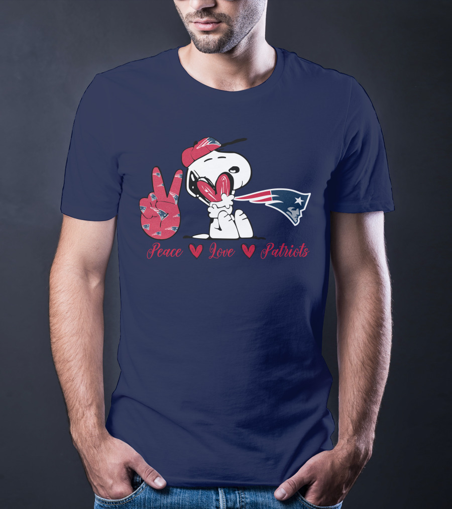 Peace Love Patriots Snoopy New England T-Shirt
