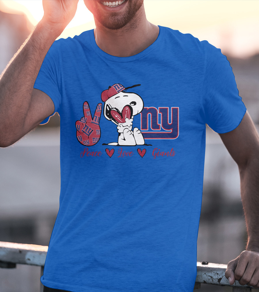 Peace Love New York Giants Snoopy Ny T-Shirt
