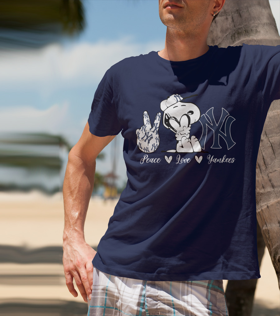 Peace Love Yankees Snoopy Ny Yankees T-Shirt