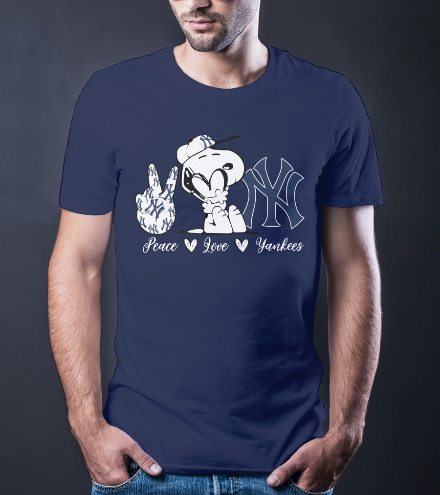 Peace Love Yankees Snoopy Ny Yankees T-Shirt