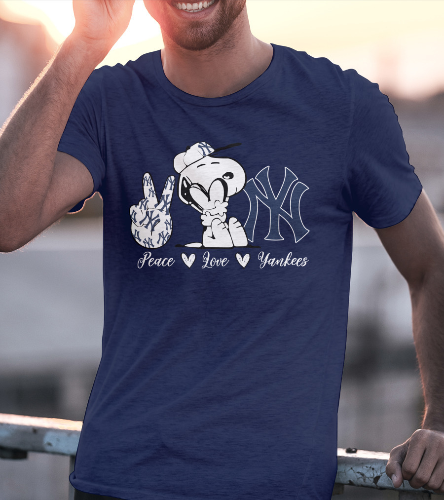 Peace Love Yankees Snoopy Ny Yankees T-Shirt