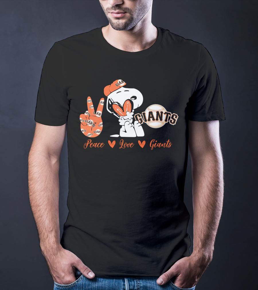 Peace Love Giants Snoopy Baseball Theme T-Shirt
