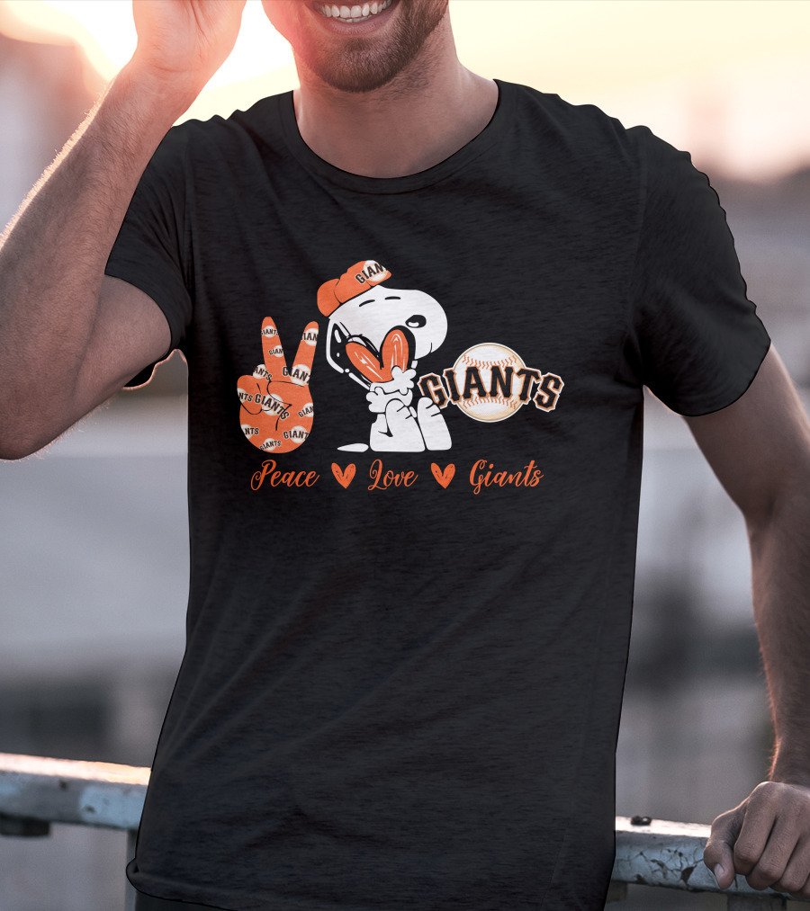 Peace Love Giants Snoopy Baseball Theme T-Shirt