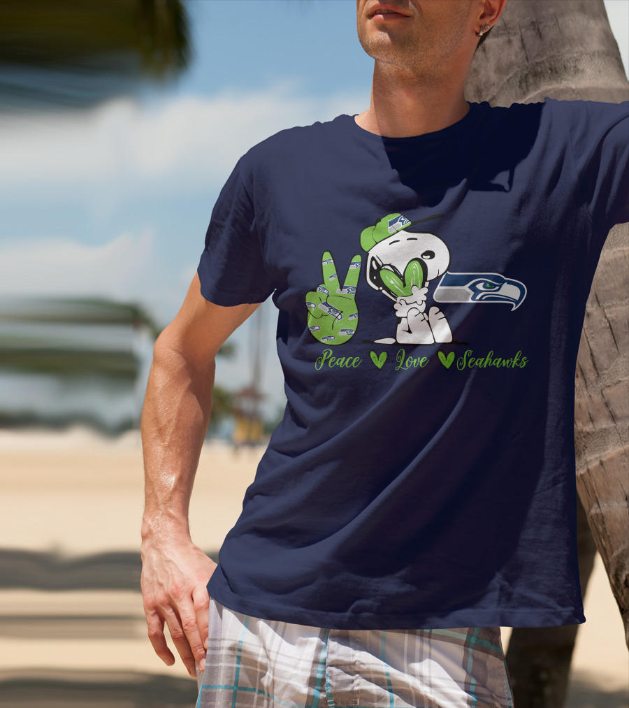 Snoopy Peace Love Seahawks T-Shirt