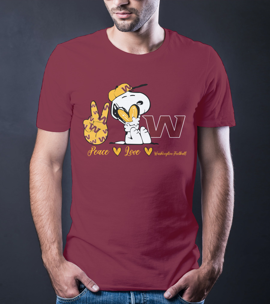 Peace Love Washington Football Snoopy W T-Shirt