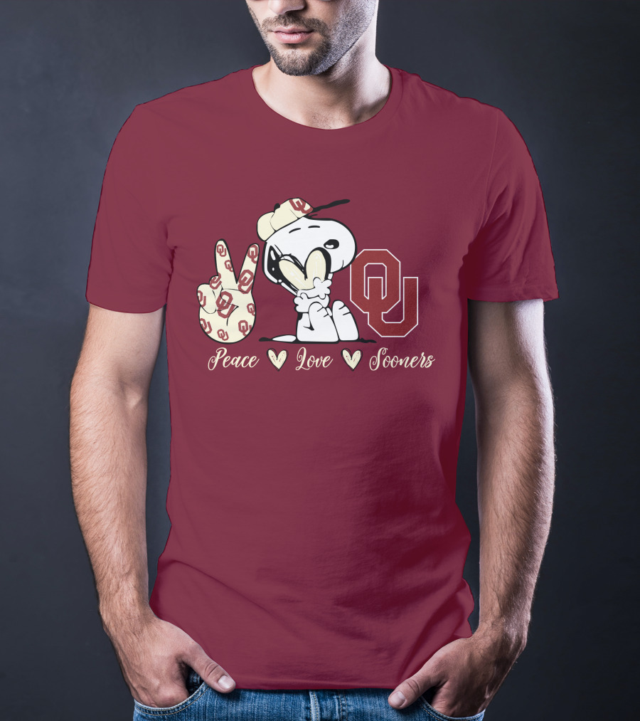 Peace Love Oklahoma Sooners Snoopy Ou T-Shirt