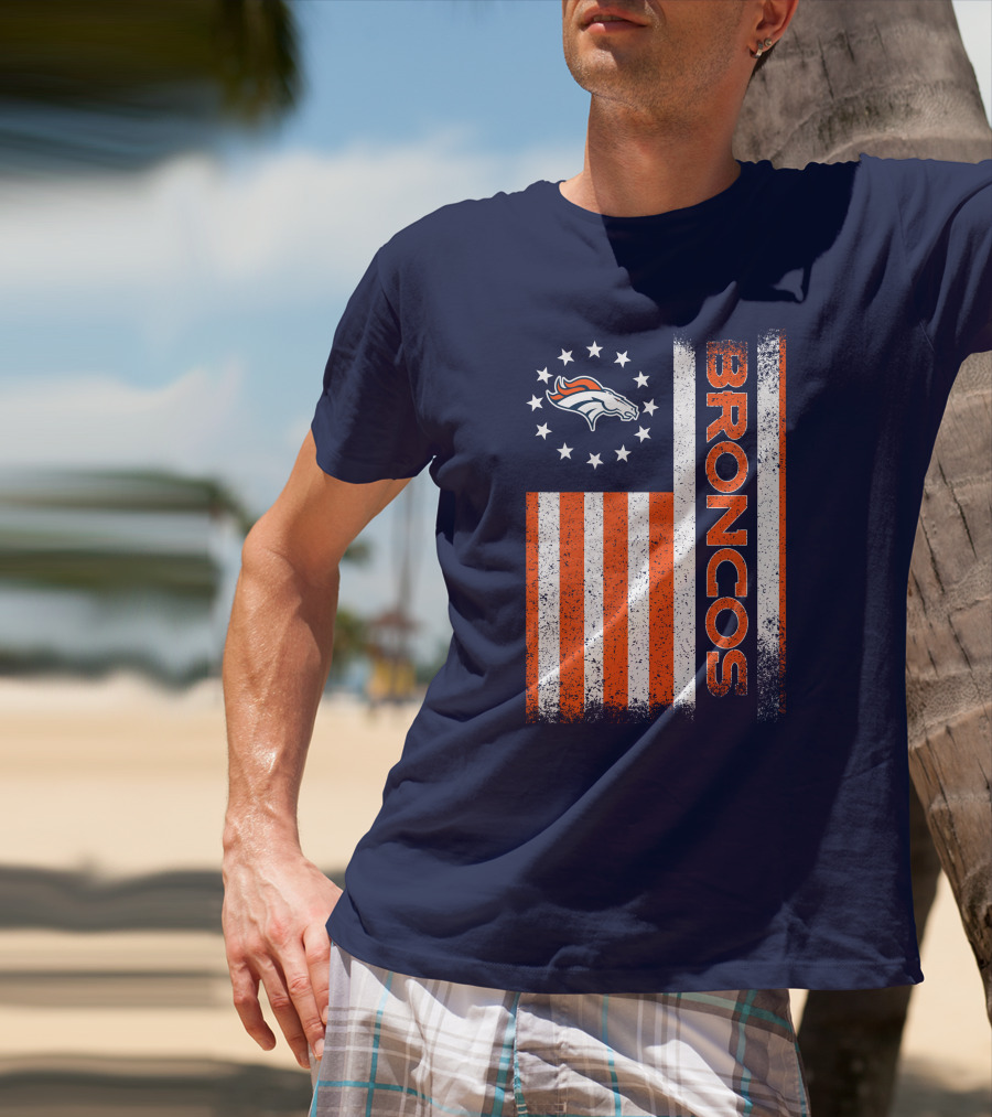 Denver Broncos Stars Stripes American Flag T-Shirt