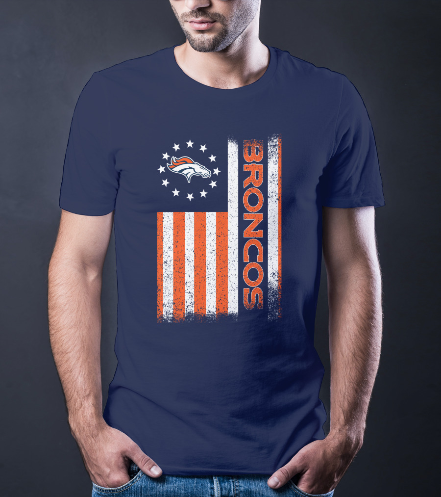 Denver Broncos Stars Stripes American Flag T-Shirt
