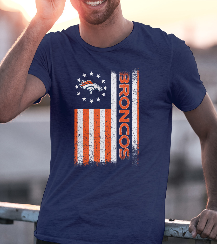 Denver Broncos Stars Stripes American Flag T-Shirt