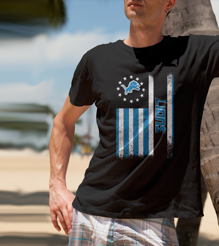 Detroit Lions American Flag Stars And Stripes T-Shirt