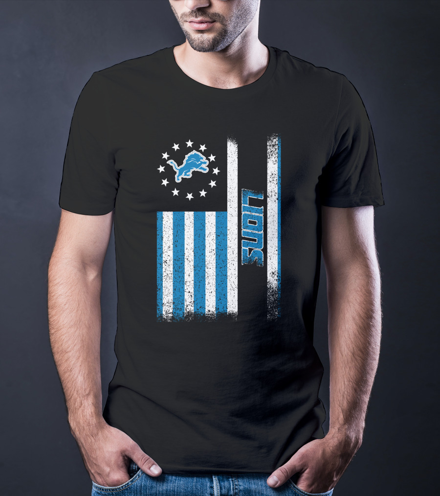 Detroit Lions American Flag Stars And Stripes T-Shirt