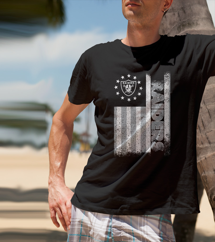 Las Vegas Raiders American Flag Stars And Stripes Logo Edition T-Shirt