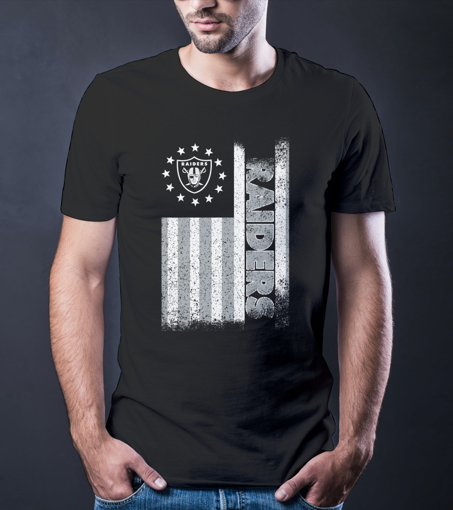 Las Vegas Raiders American Flag Stars And Stripes Logo Edition T-Shirt