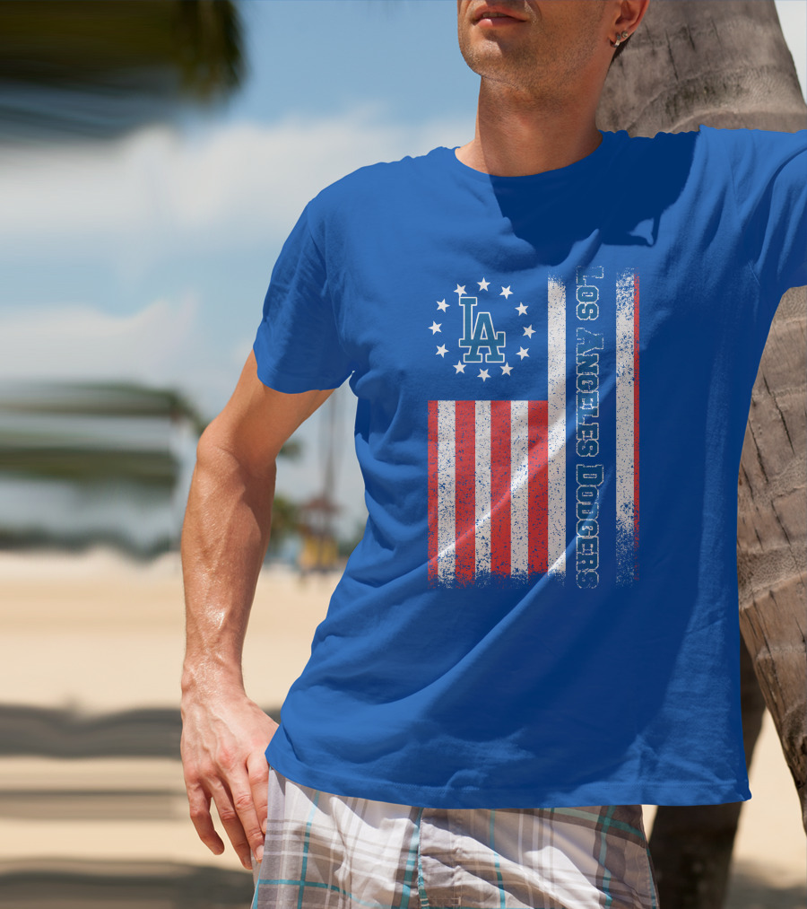 Los Angeles Dodgers American Flag La Logo Patriotic Stars And Stripes T-Shirt