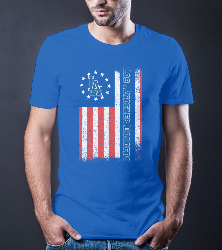 Los Angeles Dodgers American Flag La Logo Patriotic Stars And Stripes T-Shirt
