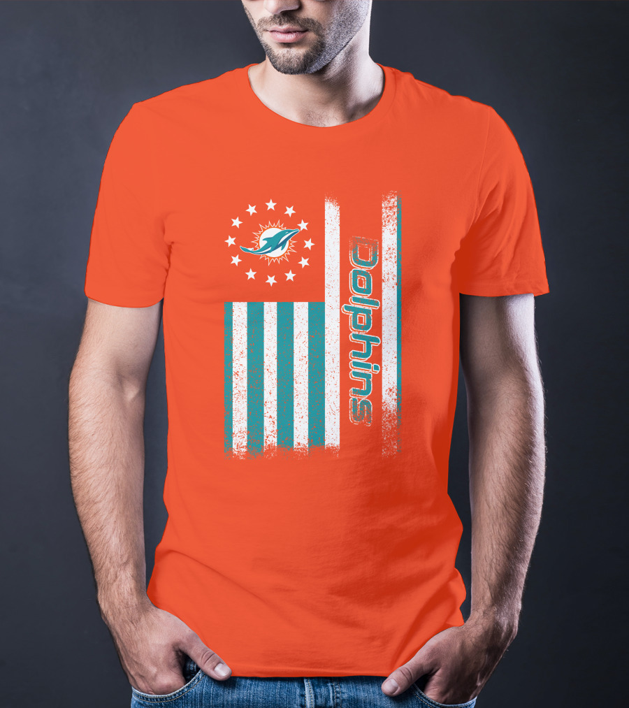 Miami Dolphins American Flag Dolphins Logo Stars T-Shirt