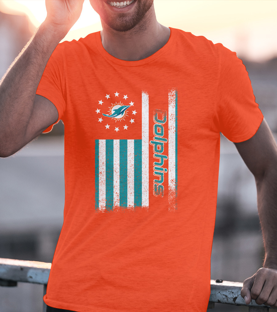Miami Dolphins American Flag Dolphins Logo Stars T-Shirt