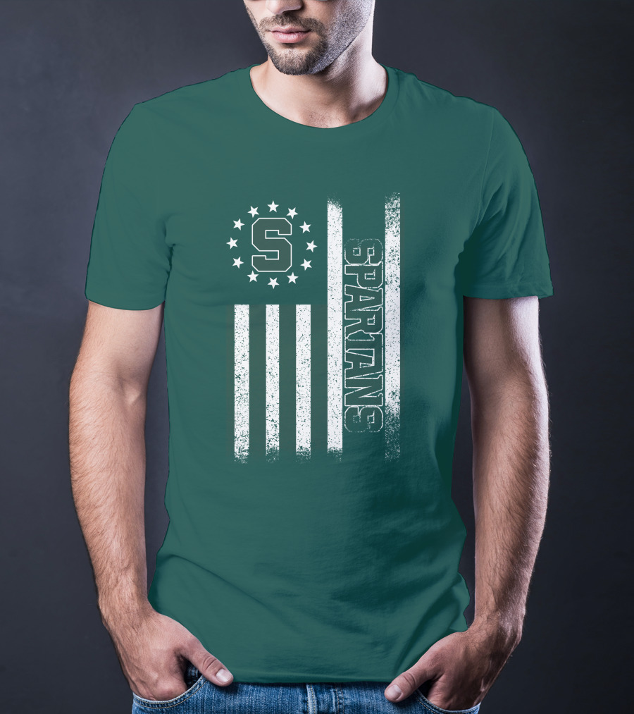 Michigan State Spartans S Logo Flag T-Shirt