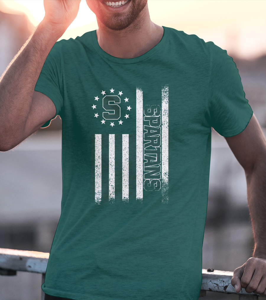 Michigan State Spartans S Logo Flag T-Shirt
