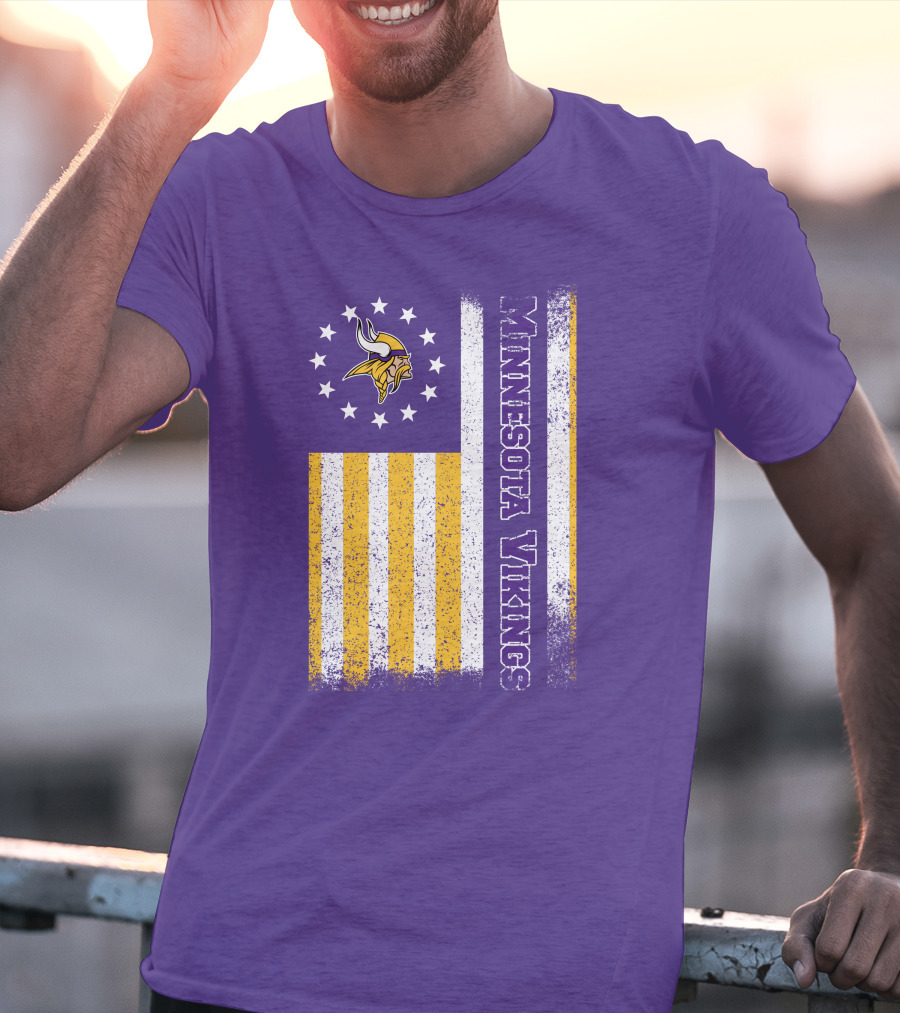 Minnesota Vikings American Flag Stars And Stripes T-Shirt