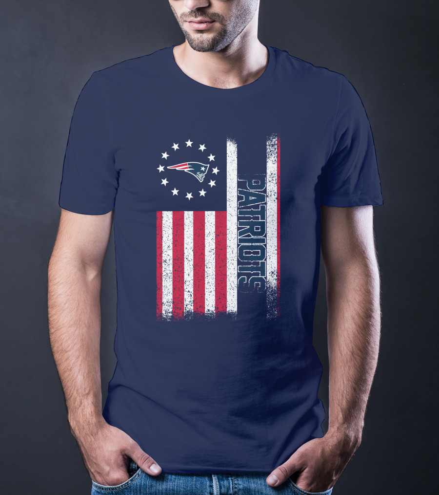 New England Patriots American Flag Patriots Logo Stars And Stripes T-Shirt