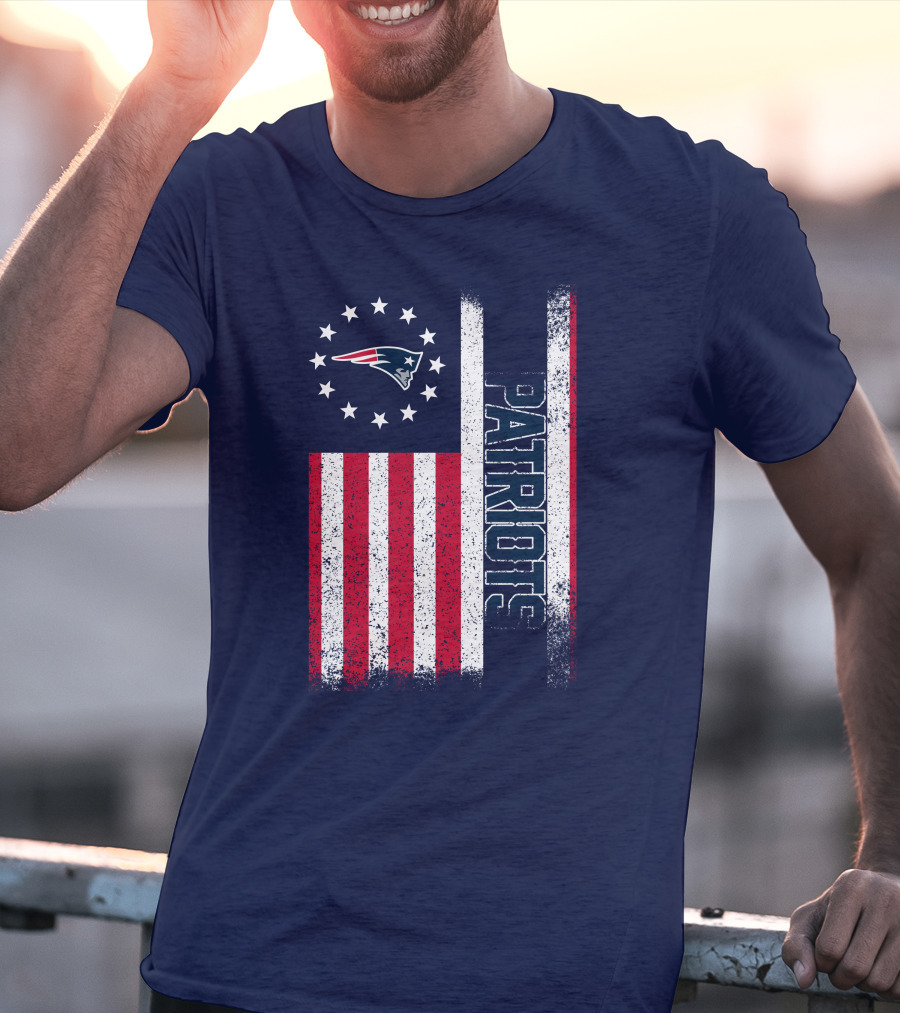 New England Patriots American Flag Patriots Logo Stars And Stripes T-Shirt