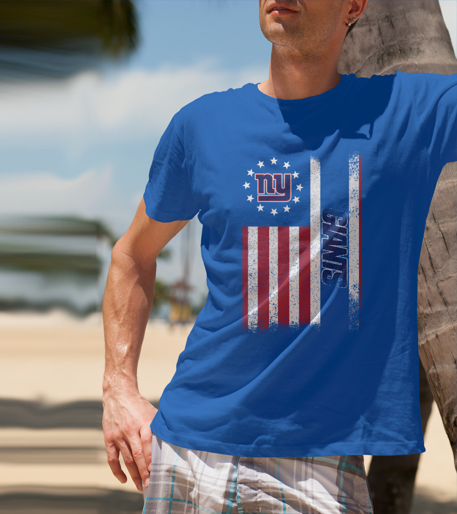 New York Giants Stars And Stripes American Flag T-Shirt