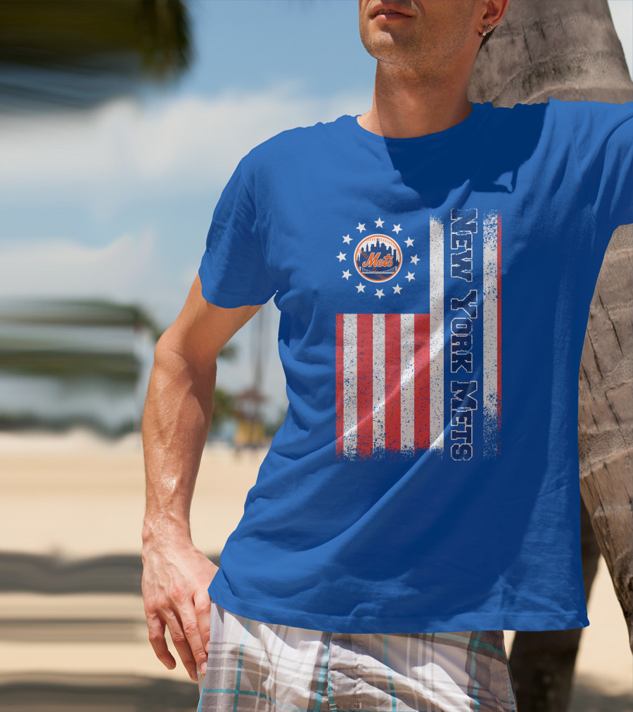 New York Mets American Flag Stars Stripes T-Shirt