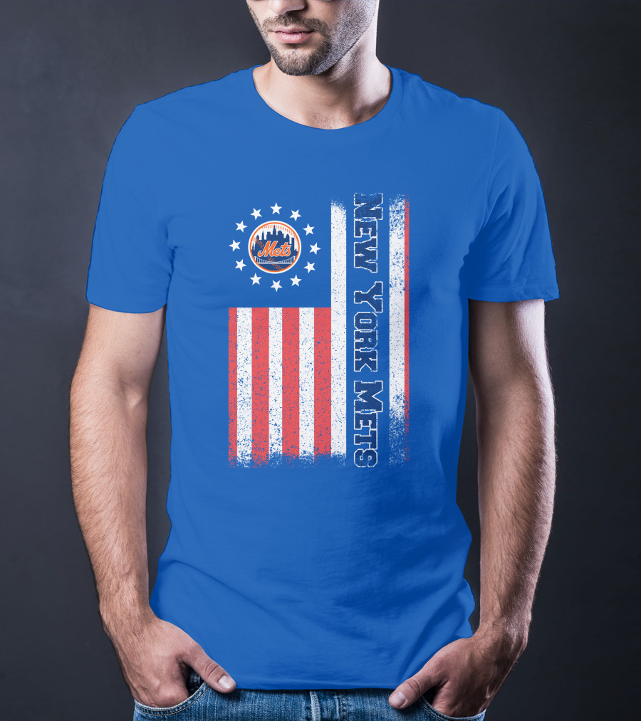 New York Mets American Flag Stars Stripes T-Shirt