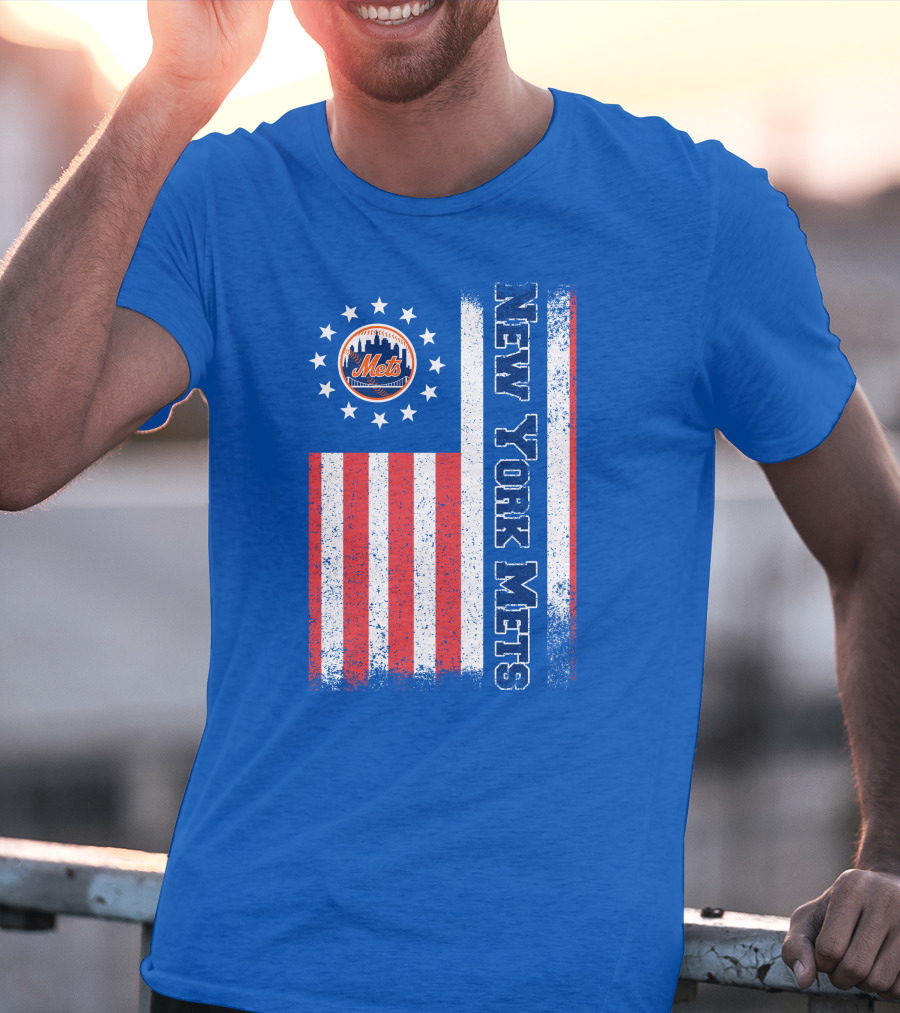 New York Mets American Flag Stars Stripes T-Shirt
