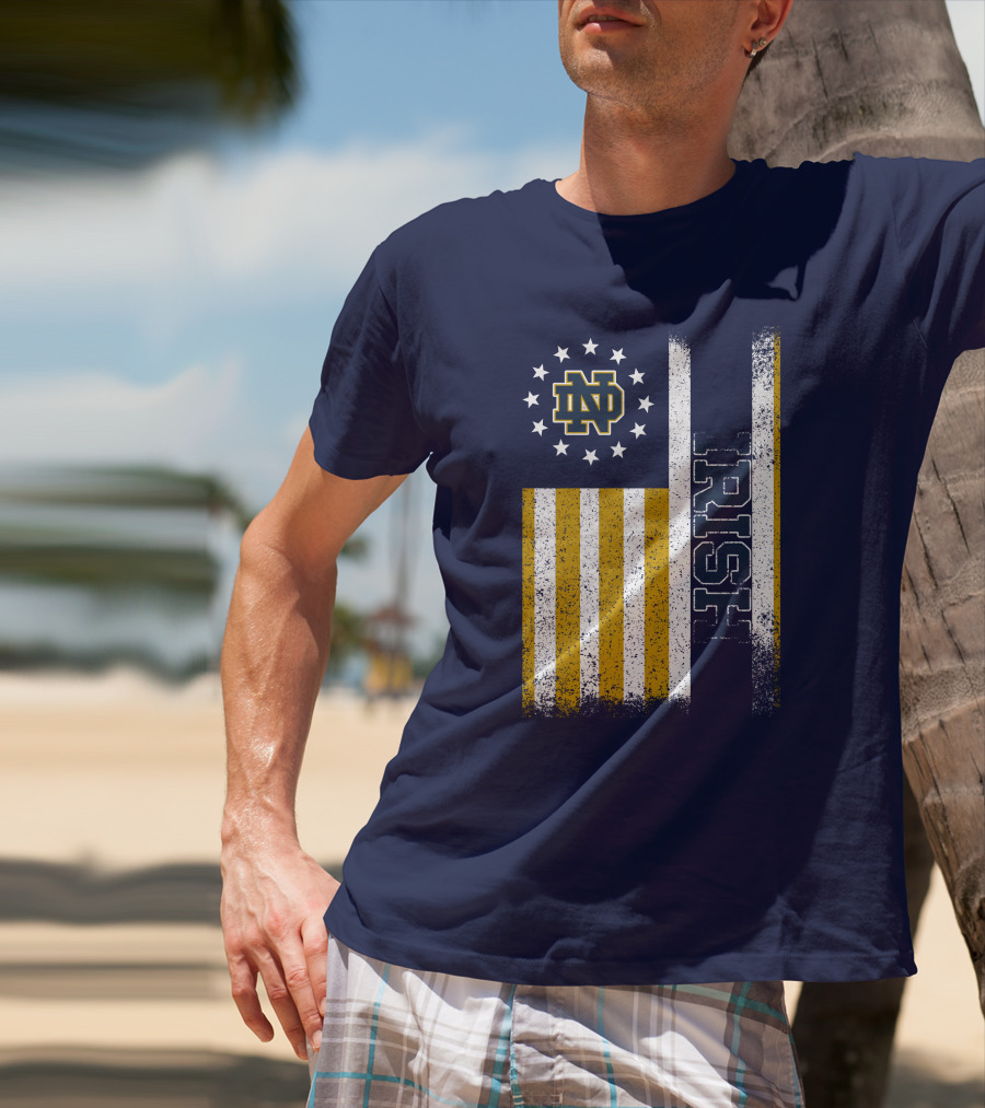 Notre Dame Fighting Irish American Flag Nd T-Shirt