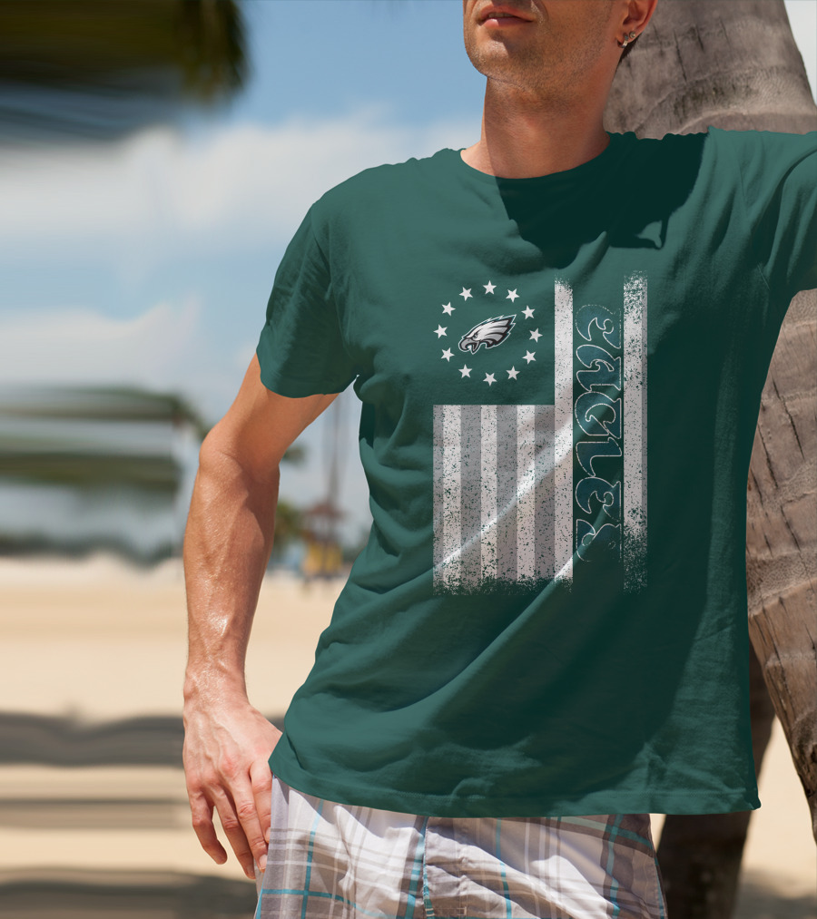 Philadelphia Eagles Stars And Stripes American Flag T-Shirt