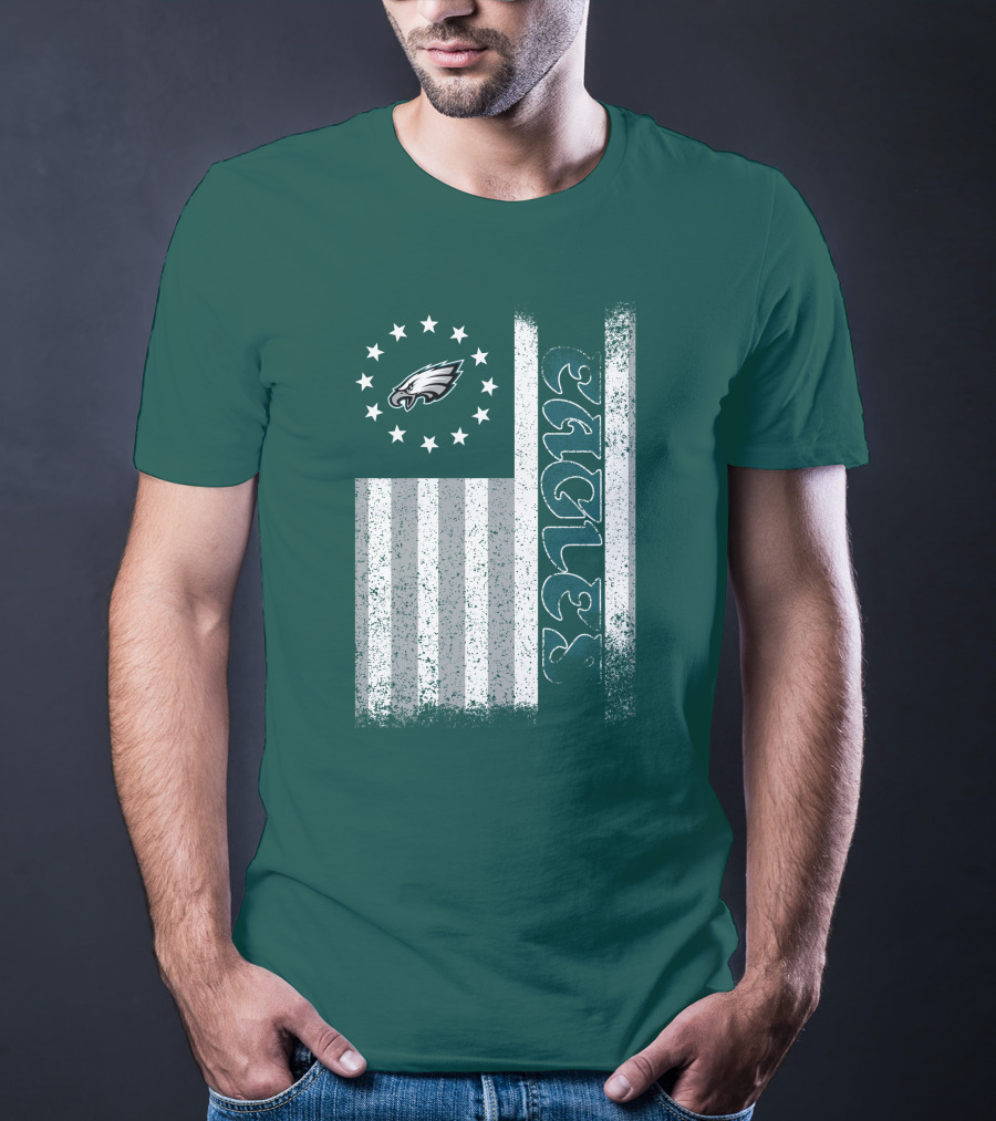 Philadelphia Eagles Stars And Stripes American Flag T-Shirt
