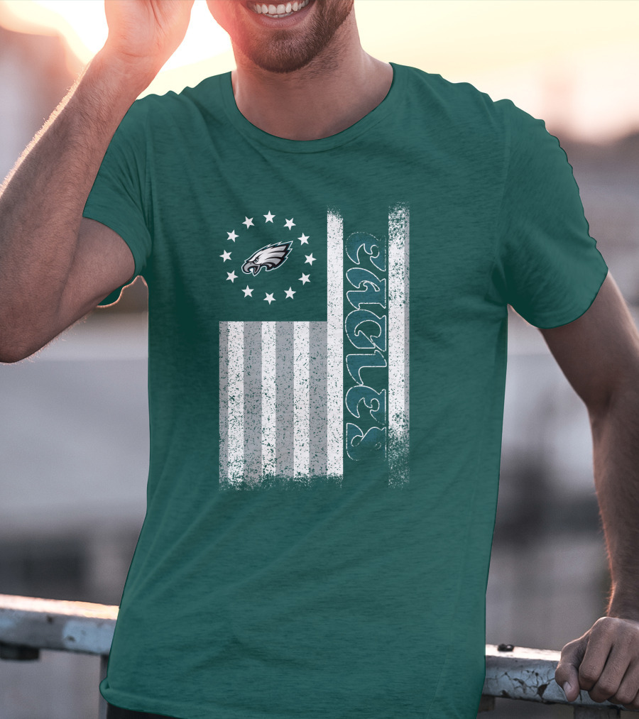 Philadelphia Eagles Stars And Stripes American Flag T-Shirt