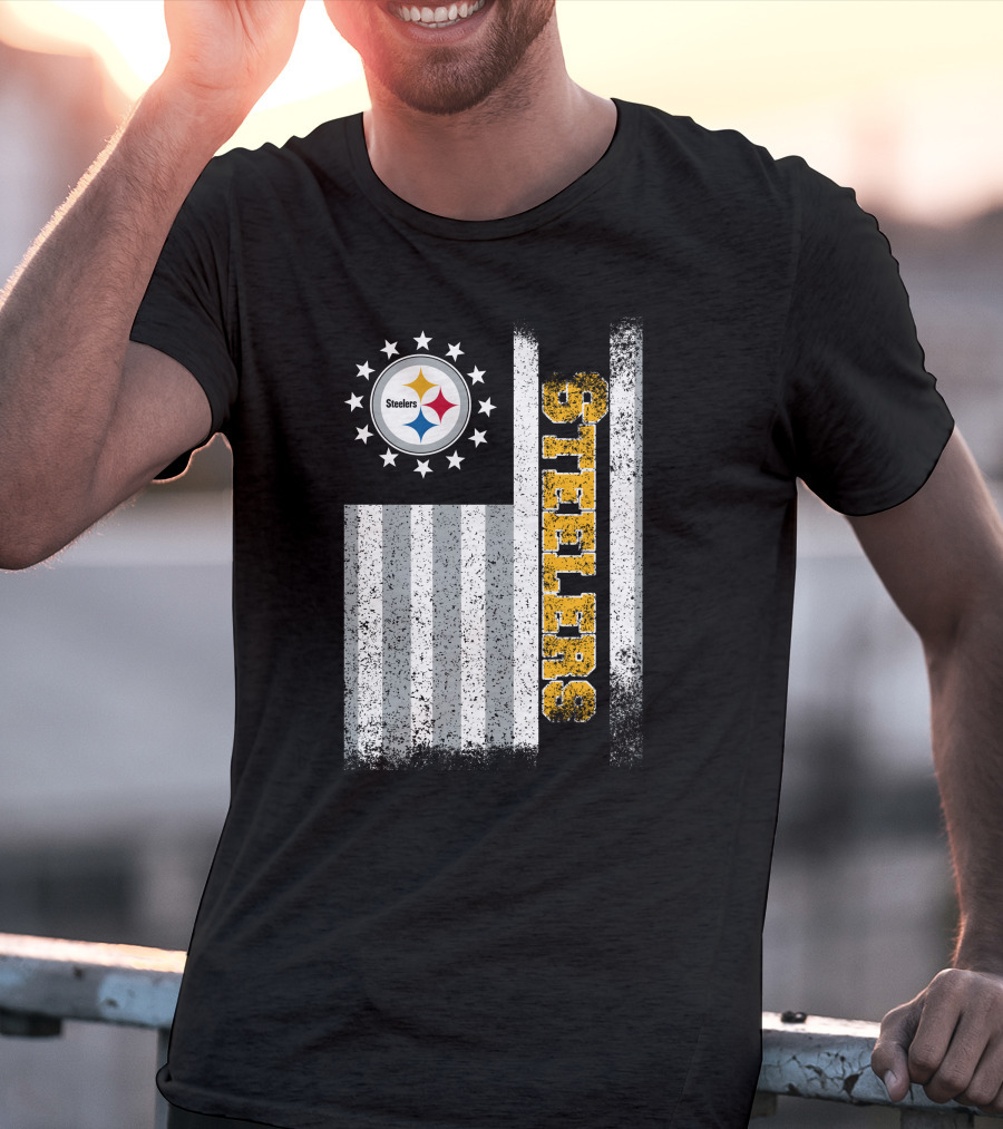 Pittsburgh Steelers American Flag Stars And Stripes T-Shirt