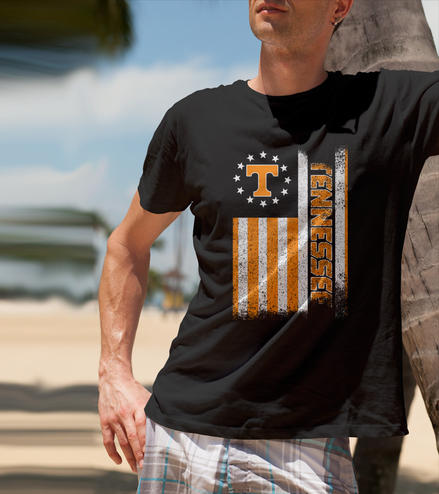Tennessee Volunteers American Flag Stars And Stripes Vintage Look T-Shirt