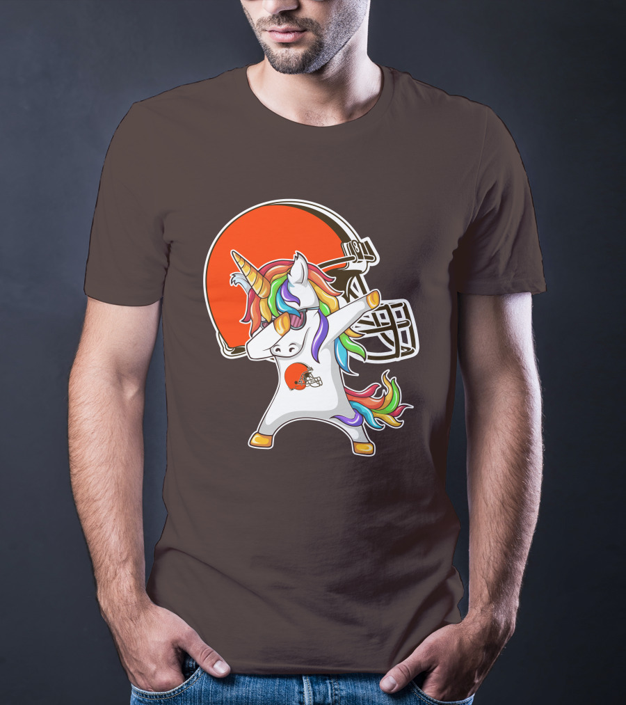 Cleveland Browns Unicorn Dabbing With Helmet T-Shirt