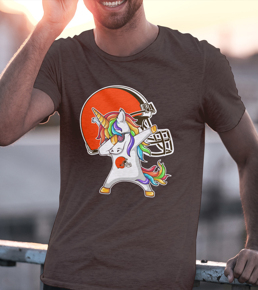 Cleveland Browns Unicorn Dabbing With Helmet T-Shirt