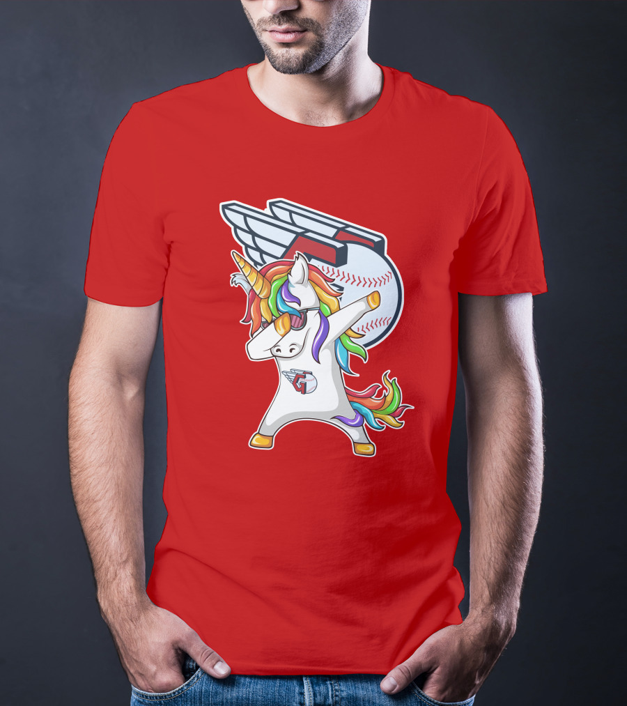 Cleveland Guardians Baseball Unicorn Dabbing With Winged Ball T-Shirt